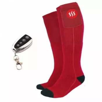 Meias desportivas Glovii GQ3L L, meias aquecidas unissexo em algodão com elemento de aquecimento integrado, controlo de temperatura, vermelho