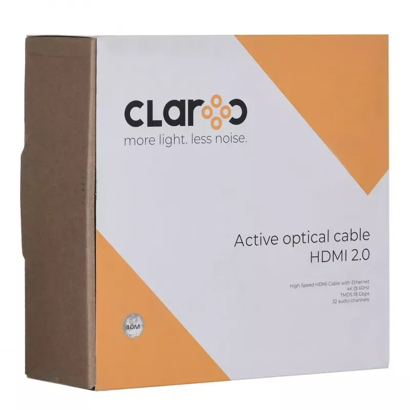 claroc FEN-HDMI-20-40M, cabo HDMI de fibra ótica, cabo ótico ativo (AOC) HDMI 2.0, 4K, 40 m