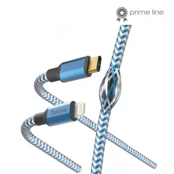 Cabo Hama Reflective 1,5 m azul Lightning para USB-C 3 A