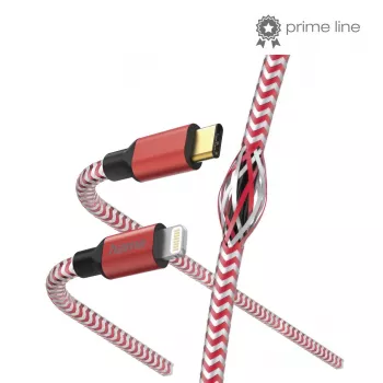 Cabo Hama Reflective 1,5 m vermelho Lightning para USB-C 3 A