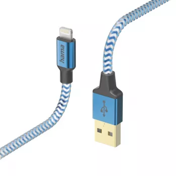 Cabo Hama Reflective 1,5 m azul Lightning para USB A 2,4 A