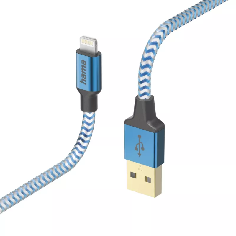 Cabo Hama Reflective 1,5 m azul Lightning para USB A 2,4 A