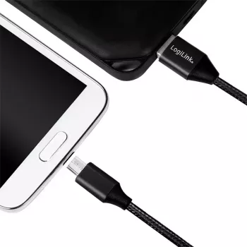 Cabo USB LogiLink CU0143 USB 2.0 0,3 m USB A Micro-USB B preto