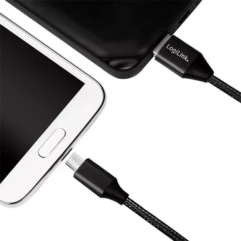 Cabo USB LogiLink CU0143 USB 2.0 0,3 m USB A Micro-USB B preto