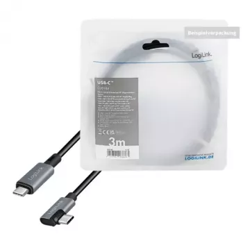 Cabo USB LogiLink CU0183 2m USB-C preto prateado USB 2.0