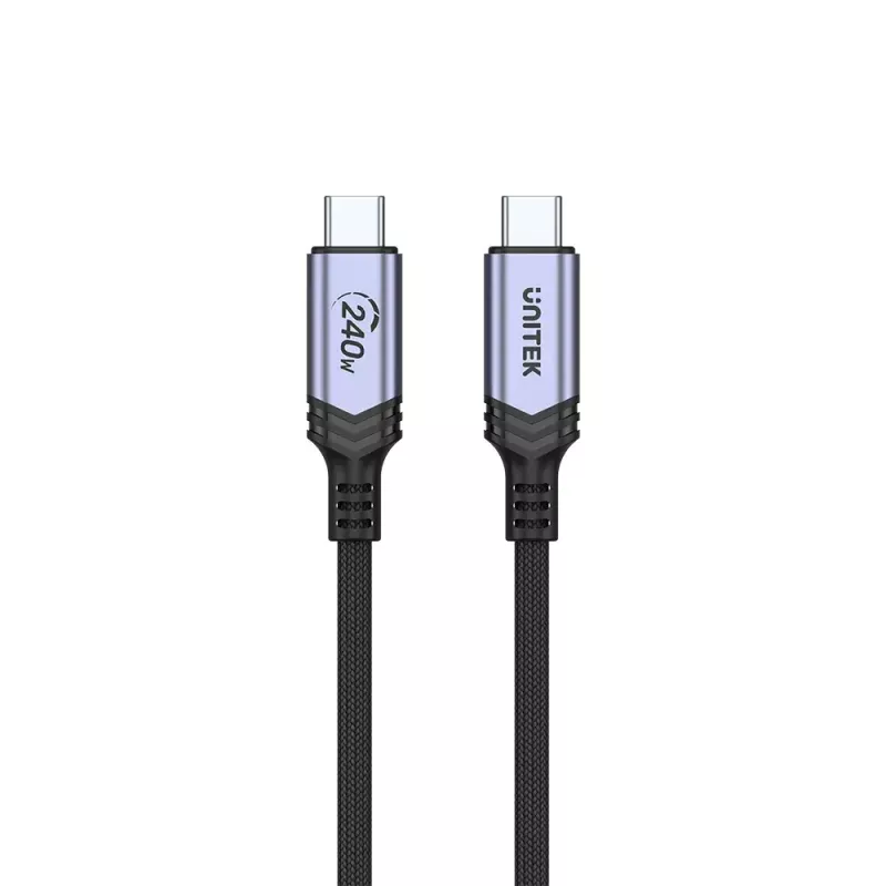 Unitek C14110GY-2M cabo de carregamento USB-C para USB-C, PD 240 W (48 V/5 A), 2 m, preto-cinzento