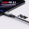 Unitek C14110GY-2M cabo de carregamento USB-C para USB-C, PD 240 W (48 V/5 A), 2 m, preto-cinzento