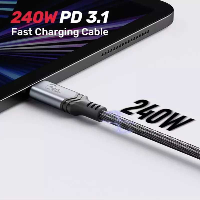 Unitek C14110GY-2M cabo de carregamento USB-C para USB-C, PD 240 W (48 V/5 A), 2 m, preto-cinzento