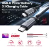 Unitek C14110GY-2M cabo de carregamento USB-C para USB-C, PD 240 W (48 V/5 A), 2 m, preto-cinzento