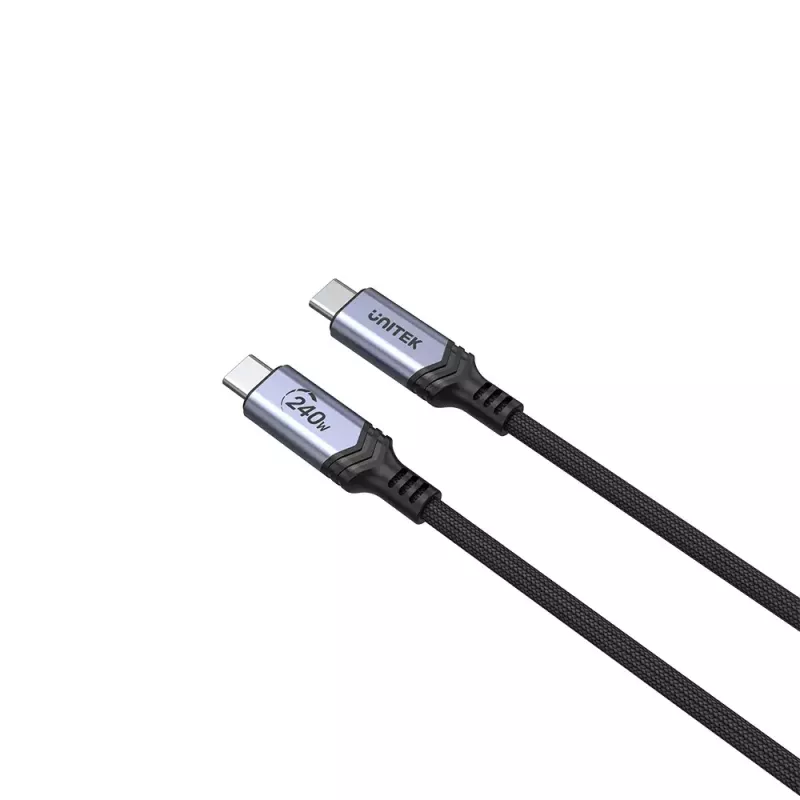Unitek C14110GY-2M cabo de carregamento USB-C para USB-C, PD 240 W (48 V/5 A), 2 m, preto-cinzento