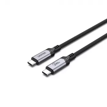 Cabo USB-C para USB-C Unitek C14110GY-2M USB 3.2 Gen 1, 2 m, 5 A, 240 W, preto