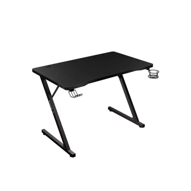 Mesa gaming reta Huzaro Hero 1.8 preta – tampo MDF 1000×600×700 mm, estrutura em aço, porta-copos