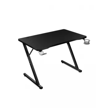 Mesa gaming reta Huzaro Hero 1.8 preta – tampo MDF 1000×600×700 mm, estrutura em aço, porta-copos