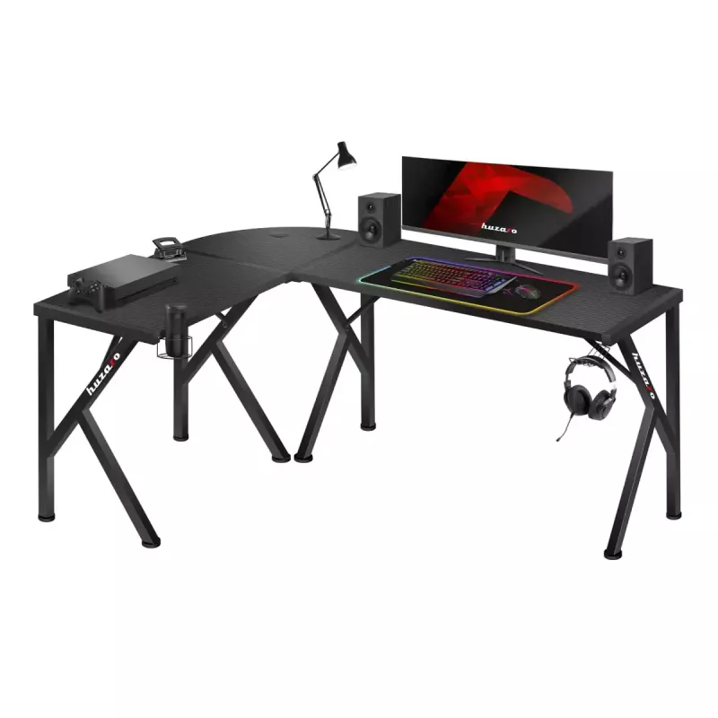 Huzaro Hero 6.3 secretária gaming, 154×48×74 cm, tampo de 1,5 cm, preta