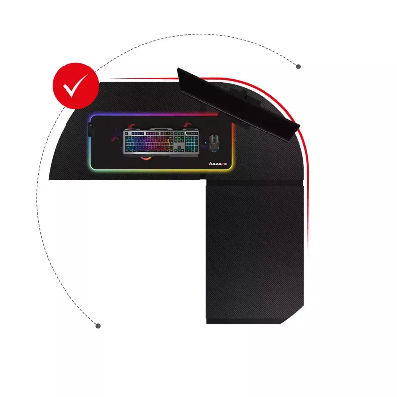 Huzaro Hero 6.3 secretária gaming, 154×48×74 cm, tampo de 1,5 cm, preta