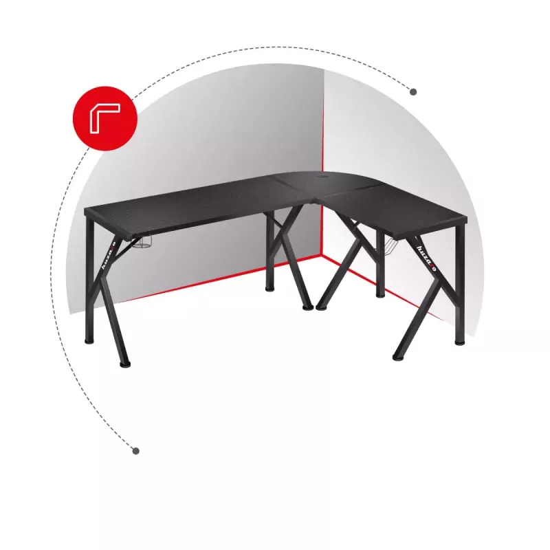 Huzaro Hero 6.3 secretária gaming, 154×48×74 cm, tampo de 1,5 cm, preta
