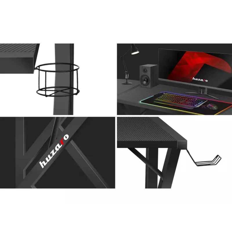 Huzaro Hero 6.3 secretária gaming, 154×48×74 cm, tampo de 1,5 cm, preta