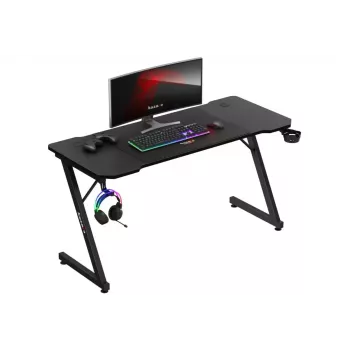 Secretária de gaming ergonómica huzaro Hero 3.3 preta — tampo retangular plano 1400x600 mm, 740 mm de altura, tampo de 15 mm