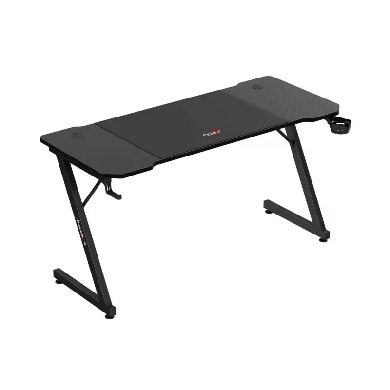 Secretária de gaming ergonómica huzaro Hero 3.3 preta — tampo retangular plano 1400x600 mm, 740 mm de altura, tampo de 15 mm