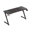 Secretária de gaming huzaro Hero 3.3 RGB — tampo plano preto 1400x600 mm, iluminação LED, porta-copos, suporte para auscultadores