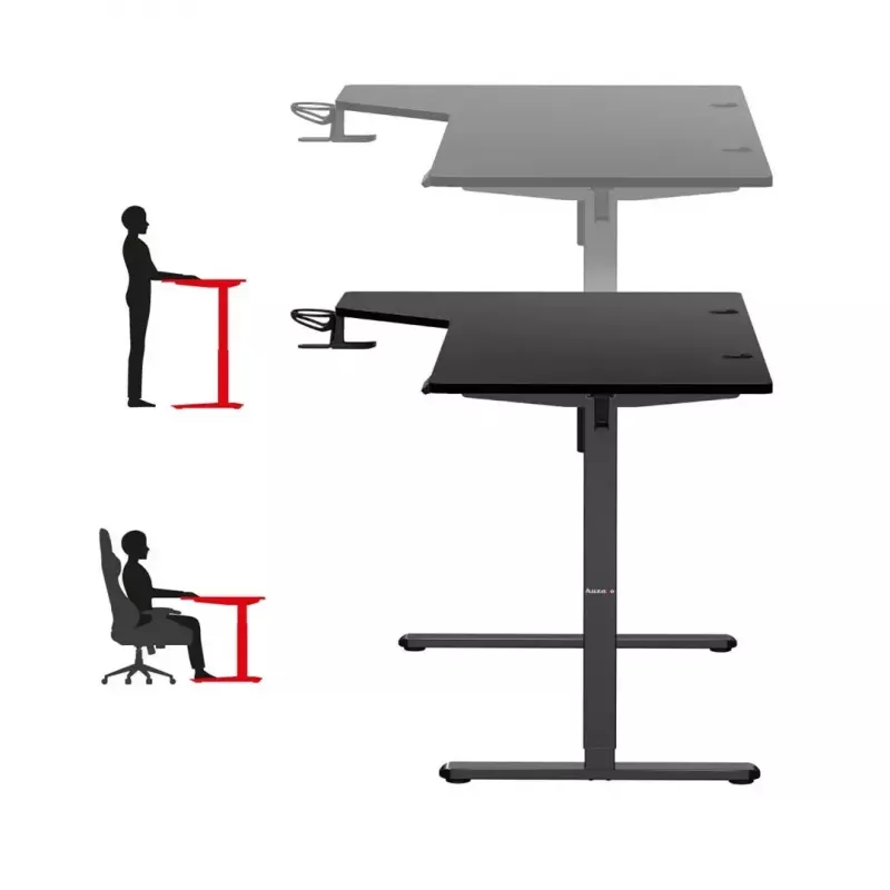 Huzaro Hero 9.1 secretária gaming elétrica, altura ajustável, 145×85 cm, preta
