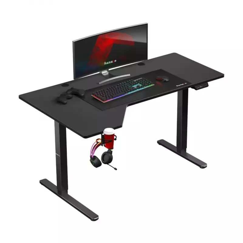 Huzaro Hero 9.1 secretária gaming elétrica, altura ajustável, 145×85 cm, preta
