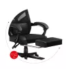 Cadeira de gaming Huzaro Combat 5.0 assento em malha preta — assento em malha, encosto respirável, inclinação 90–140°, carga máx. 140 kg, braços, apoio para os pés