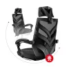 Cadeira de gaming Huzaro Combat 5.0 assento em malha preta — assento em malha, encosto respirável, inclinação 90–140°, carga máx. 140 kg, braços, apoio para os pés
