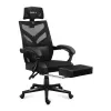 Cadeira de gaming Huzaro Combat 5.0 assento em malha preta — assento em malha, encosto respirável, inclinação 90–140°, carga máx. 140 kg, braços, apoio para os pés