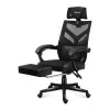 Cadeira de gaming Huzaro Combat 5.0 assento em malha preta — assento em malha, encosto respirável, inclinação 90–140°, carga máx. 140 kg, braços, apoio para os pés