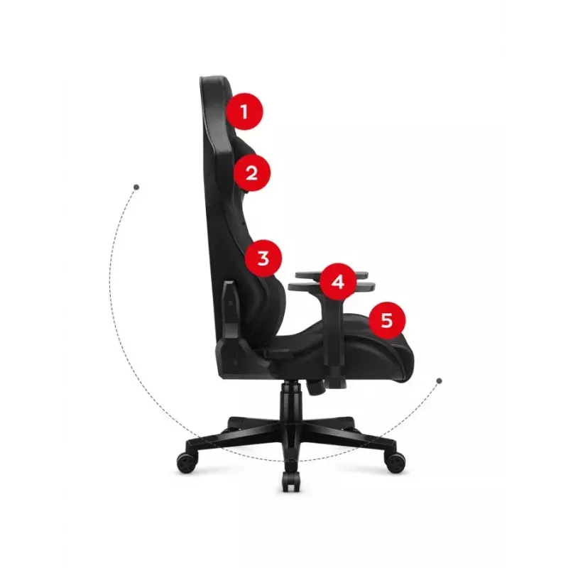 Cadeira de gaming Huzaro Force 7.6 preta — assento tipo concha acolchoado, encosto ajustável, peso máx. 150 kg
