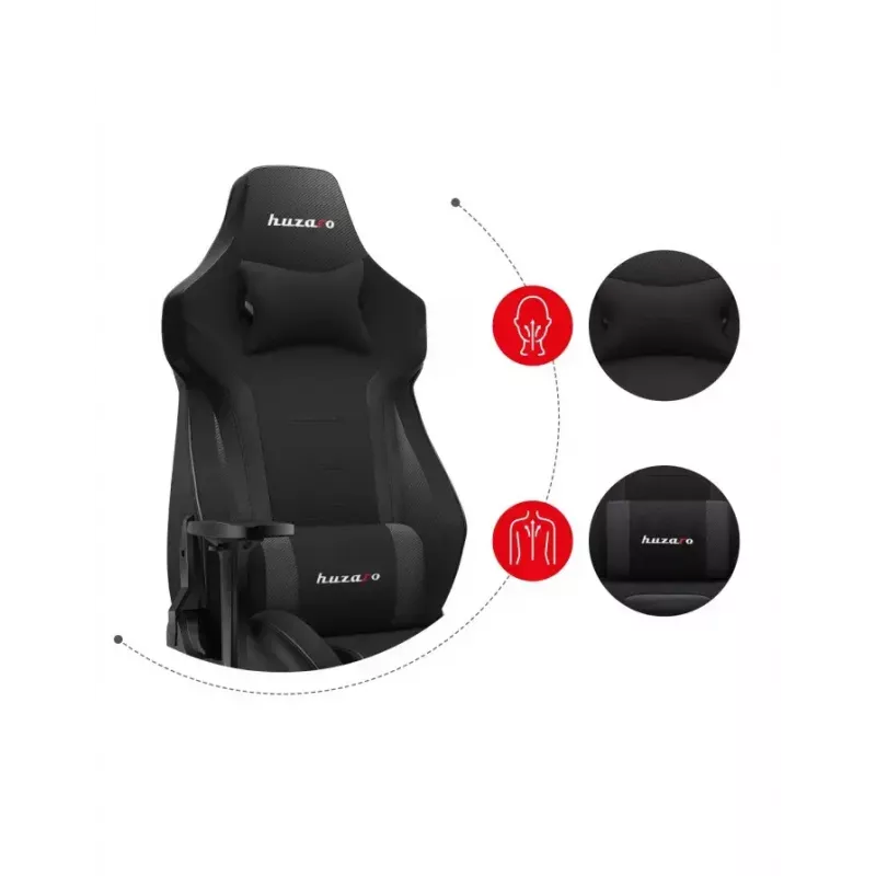 Cadeira de gaming Huzaro Force 7.6 preta — assento tipo concha acolchoado, encosto ajustável, peso máx. 150 kg