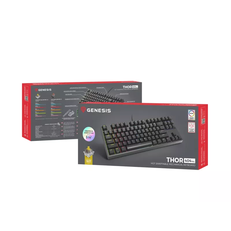 Teclado GENESIS Thor 404 TKL gaming USB QWERTY US International preto
