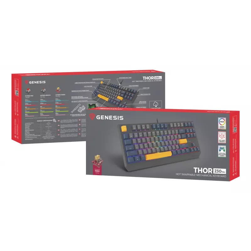 Teclado GENESIS Thor 230 TKL gaming USB QWERTY inglês azul