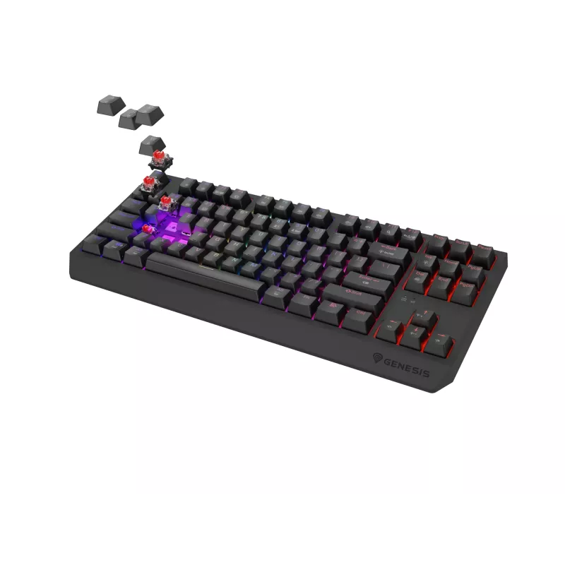 Teclado de gaming mecânico tenkeyless GENESIS Thor 230 TKL — USB, RF Wireless, Bluetooth, 87 teclas QWERTY, cinzento