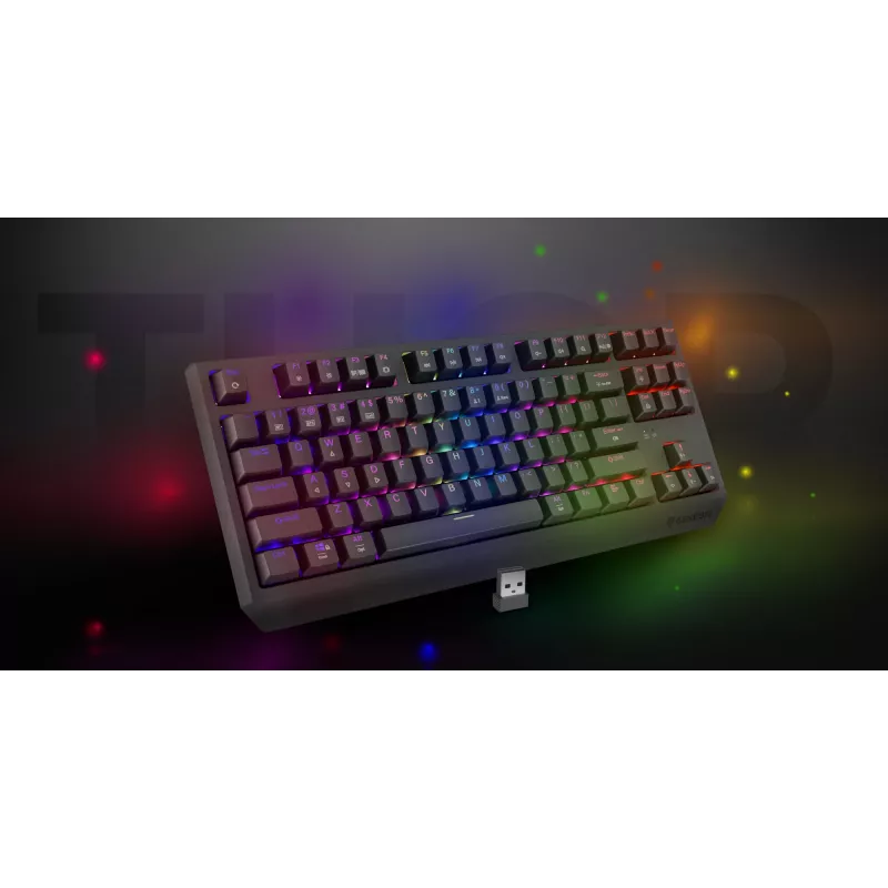 Teclado de gaming mecânico tenkeyless GENESIS Thor 230 TKL — USB, RF Wireless, Bluetooth, 87 teclas QWERTY, cinzento