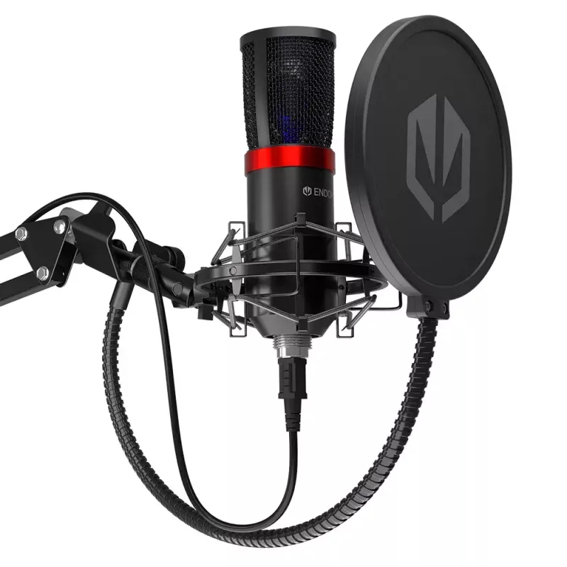 Microfone para PC ENDORFY Solum Streaming, USB-C com fio, padrão cardioide, 48 kHz/16 bits, 18–21000 Hz, montagem em mesa, inclui aranha e pop filter