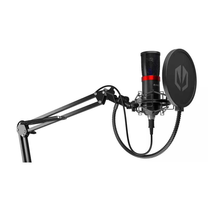 Microfone para PC ENDORFY Solum Streaming, USB-C com fio, padrão cardioide, 48 kHz/16 bits, 18–21000 Hz, montagem em mesa, inclui aranha e pop filter
