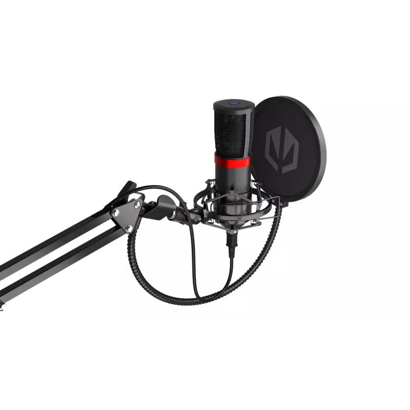 Microfone para PC ENDORFY Solum Streaming, USB-C com fio, padrão cardioide, 48 kHz/16 bits, 18–21000 Hz, montagem em mesa, inclui aranha e pop filter