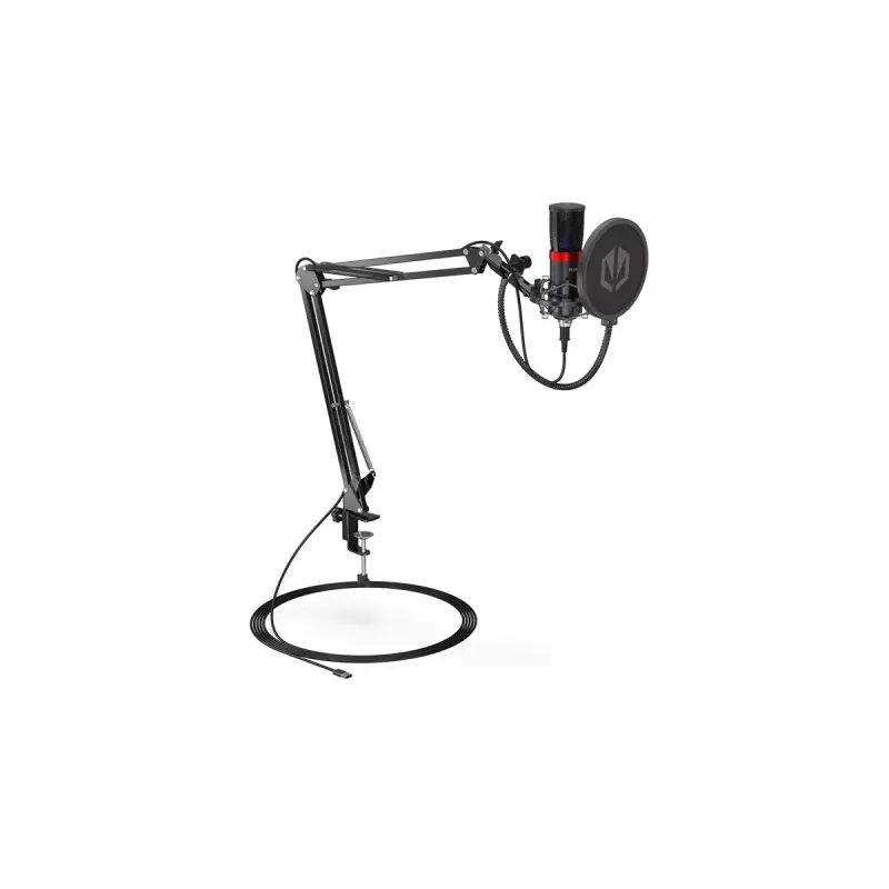 Microfone para PC ENDORFY Solum Streaming, USB-C com fio, padrão cardioide, 48 kHz/16 bits, 18–21000 Hz, montagem em mesa, inclui aranha e pop filter