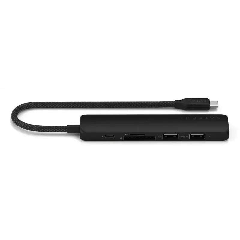 Satechi ST-P6SK hub multiporta USB-C fino 6 em 1: USB-C, 2x USB-A, HDMI 4K, leitor de cartões micro/SD
