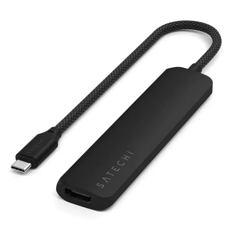 Satechi ST-P6SK hub multiporta USB-C fino 6 em 1: USB-C, 2x USB-A, HDMI 4K, leitor de cartões micro/SD