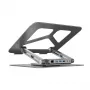 Suporte para portátil Unitek D1109A – suporte ajustável em alumínio com hub USB-C, HDMI, Gigabit Ethernet (adequado para 14–17 polegadas)