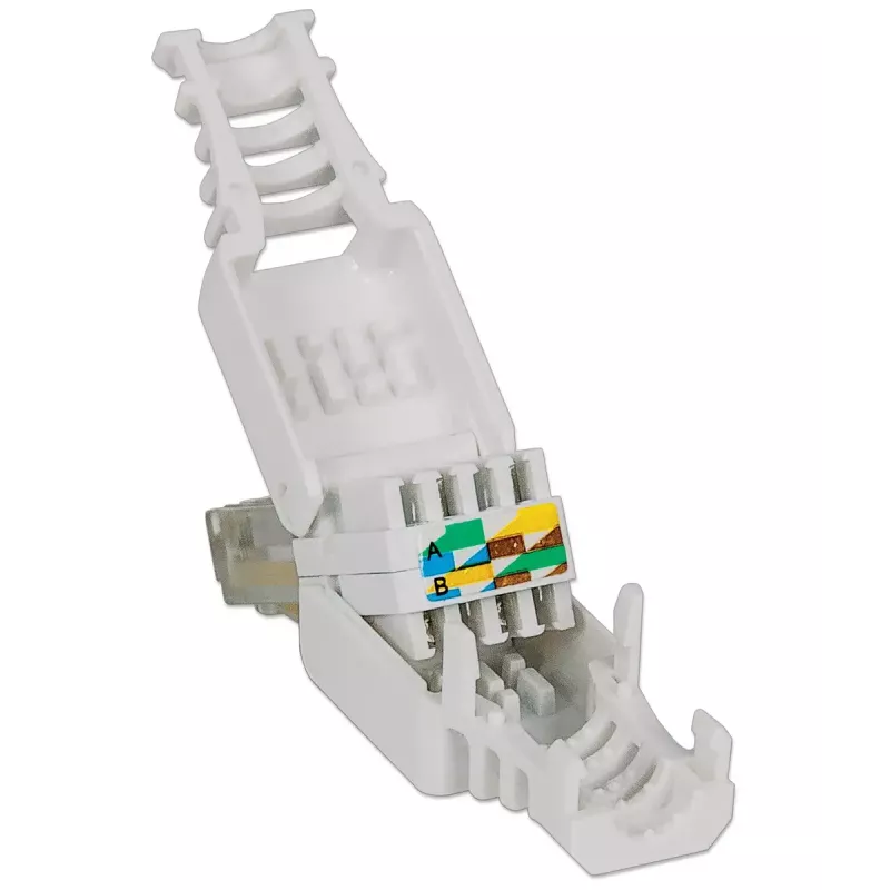 Ficha modular RJ45 Intellinet, conector sem ferramentas, Cat5/5e/6, 22-26 AWG cabos UTP maciços e flexíveis