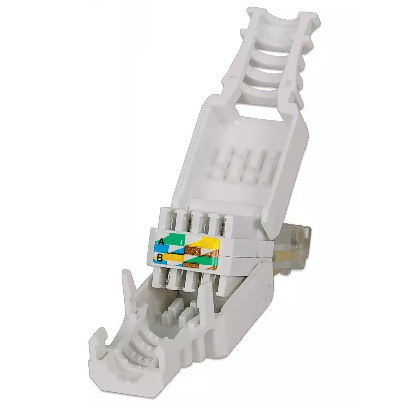 Ficha modular RJ45 Intellinet, conector sem ferramentas, Cat5/5e/6, 22-26 AWG cabos UTP maciços e flexíveis