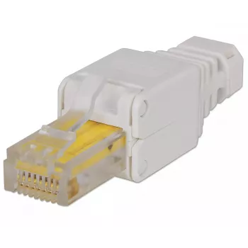 Ficha modular RJ45 Intellinet, conector sem ferramentas, Cat5/5e/6, 22-26 AWG cabos UTP maciços e flexíveis