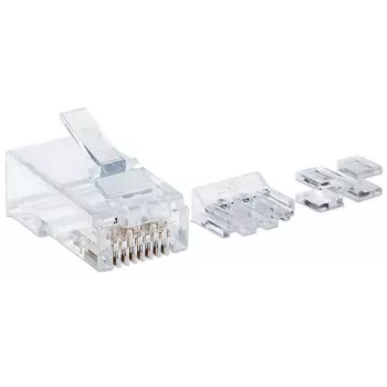 Ficha modular RJ45 Intellinet Pro Line, Cat6A, UTP, 3 pontas, para fio maciço, contactos banhados a ouro 50 µ, pack de 80