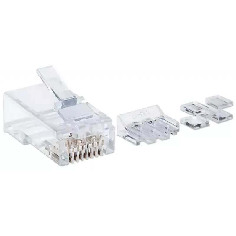 Ficha modular RJ45 Intellinet Pro Line, Cat6A, UTP, 3 pontas, para fio maciço, contactos banhados a ouro 50 µ, pack de 80