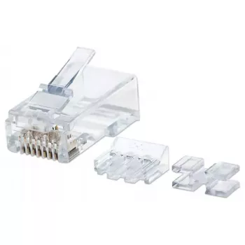 Ficha modular RJ45 Intellinet Pro Line, Cat6A, UTP, 3 pontas, para fio maciço, contactos banhados a ouro 50 µ, pack de 80