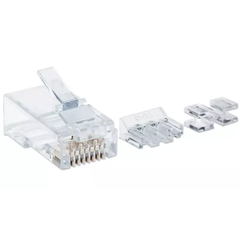 Ficha modular RJ45 Intellinet, Cat6A, UTP, 2 pontas, para cabo flexível, contactos banhados a ouro 15 µ, pack de 80
